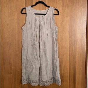 Italian 100% Linen Tan Dress SZ M
